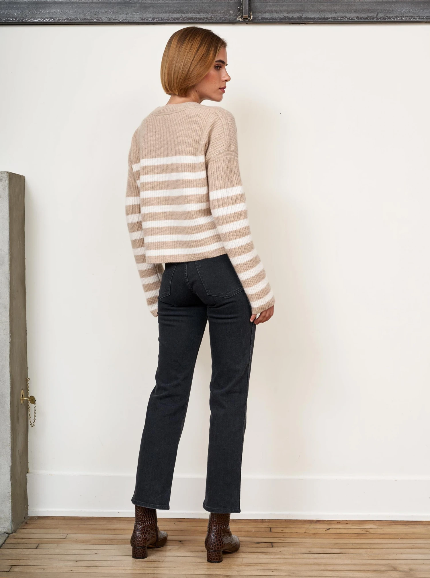 LLC21380_CAMEL/CREAM Mini Striped Toujours Sweater Monogram 5 LLC21380_CAMEL/CREAM Mini Striped Toujours Sweater Monogram