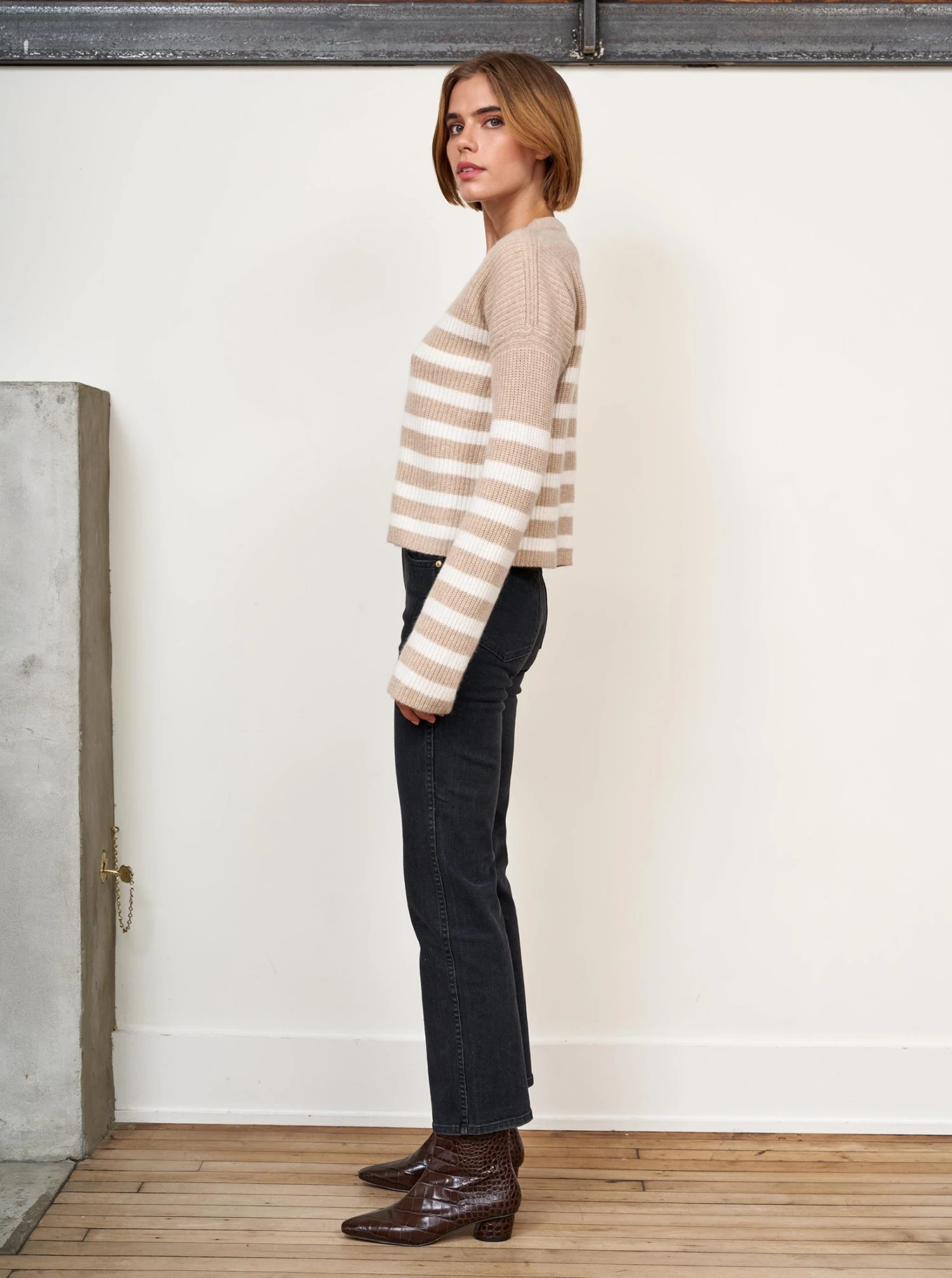 LLC21380_CAMEL/CREAM Mini Striped Toujours Sweater Monogram 8 LLC21380_CAMEL/CREAM Mini Striped Toujours Sweater Monogram