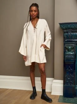 LLC13366_CREAM/BLACK Phoebe Dress