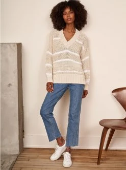 LLC21360_CREAM/WHITE Plage Sweater