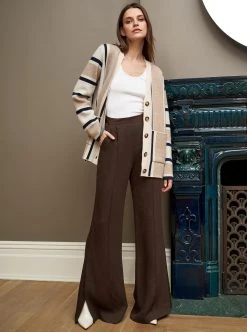 LLC21679_HEATHER CREAM/HEATHER TAN/NAVY Knitwear Playa Cardigan