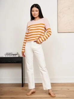 LLC21310_PINK/DIJON Mini Striped Toujours Sweater Monogram