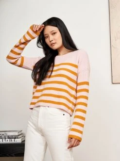 LLC21310_PINK/DIJON Mini Striped Toujours Sweater Monogram