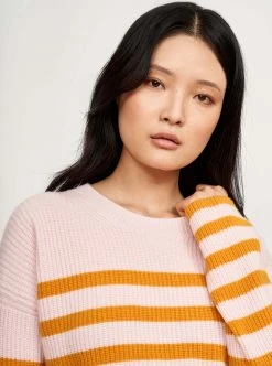 LLC21310_PINK/DIJON Mini Striped Toujours Sweater Monogram
