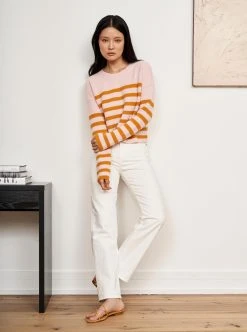 LLC21310_PINK/DIJON Mini Striped Toujours Sweater Monogram
