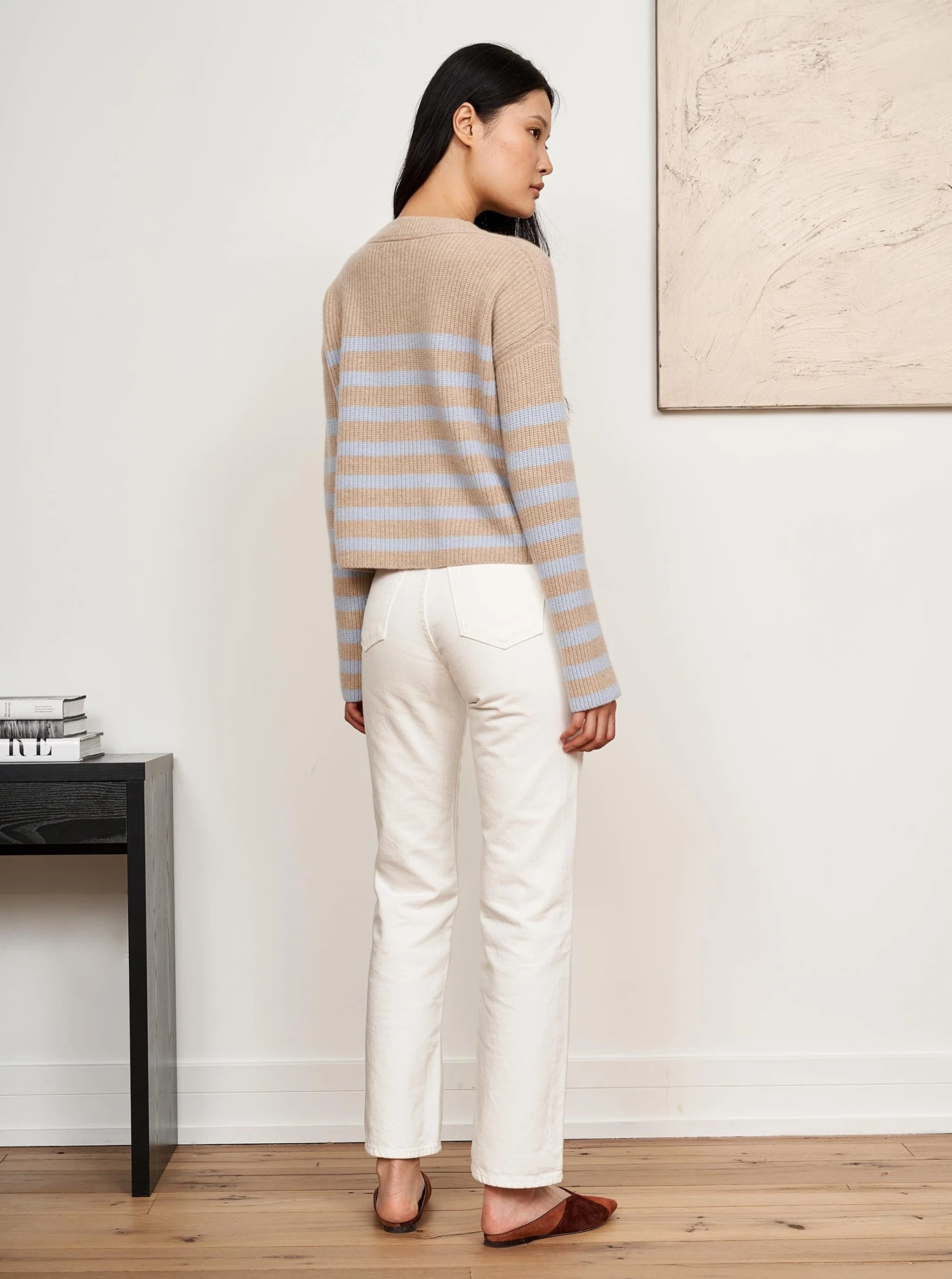 LLC21310_TAN/PALE BLUE Mini Striped Toujours Sweater 5 LLC21310_TAN/PALE BLUE Mini Striped Toujours Sweater