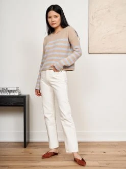 LLC21310_TAN/PALE BLUE Mini Striped Toujours Sweater 14 LLC21310_TAN/PALE BLUE Mini Striped Toujours Sweater
