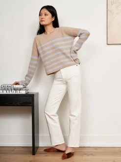 LLC21310_TAN/PALE BLUE Mini Striped Toujours Sweater 16 LLC21310_TAN/PALE BLUE Mini Striped Toujours Sweater