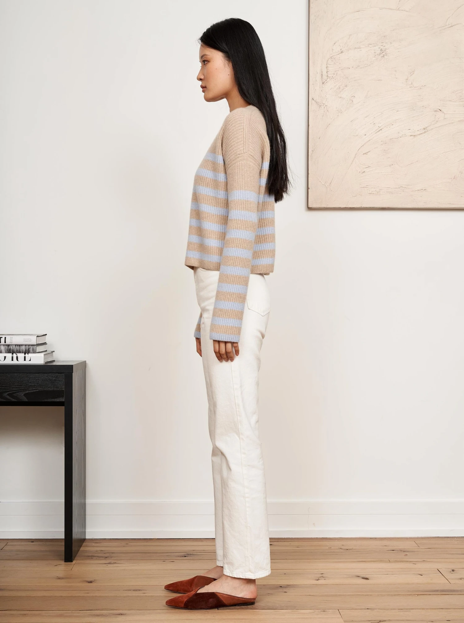 LLC21310_TAN/PALE BLUE Mini Striped Toujours Sweater 9 LLC21310_TAN/PALE BLUE Mini Striped Toujours Sweater