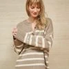 LLC21674_TAN/OATMEAL Striped Val Sweater