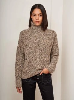 LLC21485_TAN/CAMEL/GOLD/NAVY/CREAM Monogram Toujours Turtleneck