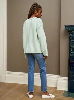 LLC21631_SEAFOAM Monogram Val Sweater