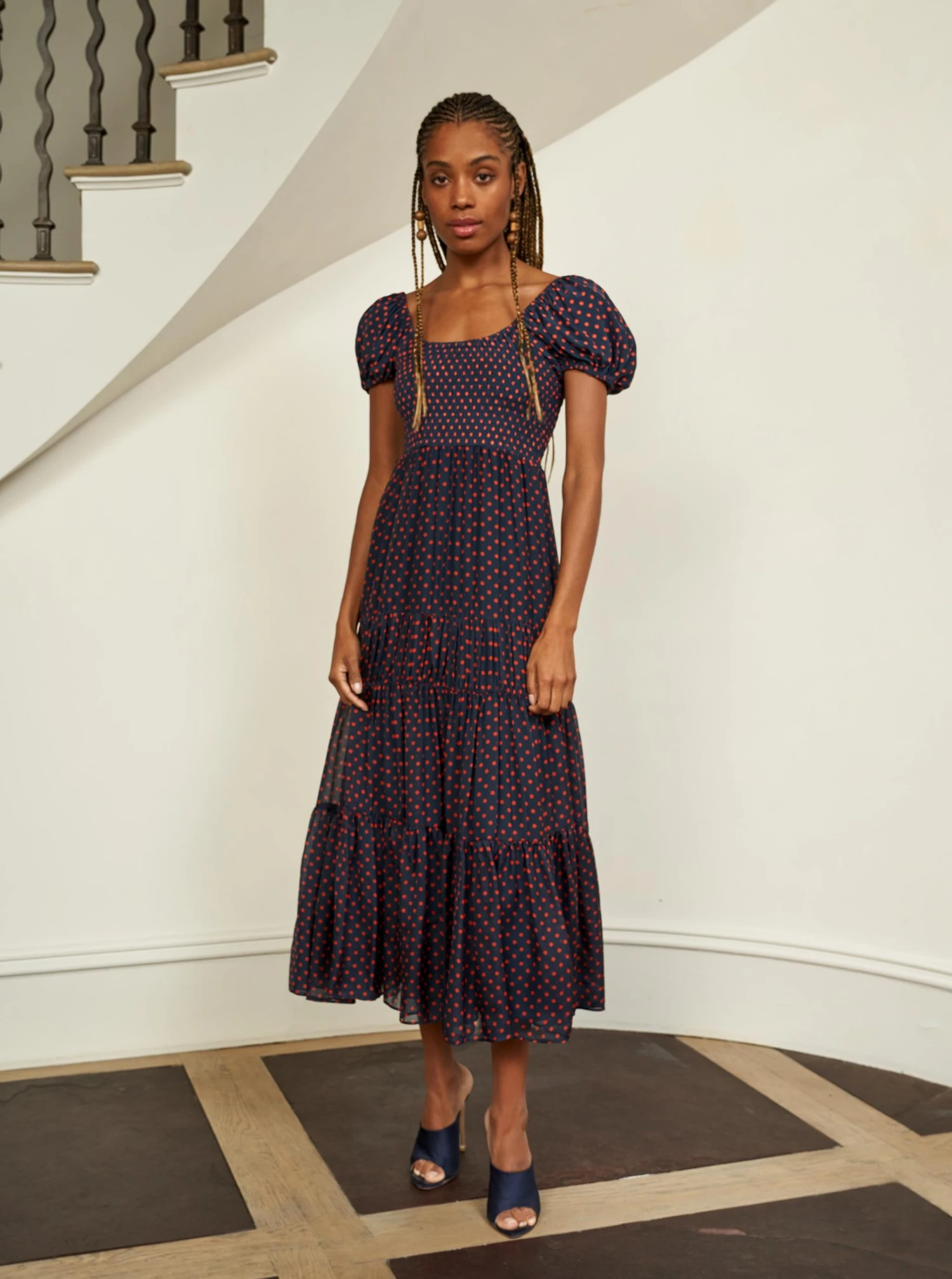LLC13304_NAVY/ORANGE DOT Valentina Dress Dresses 3 LLC13304_NAVY/ORANGE DOT Valentina Dress Dresses