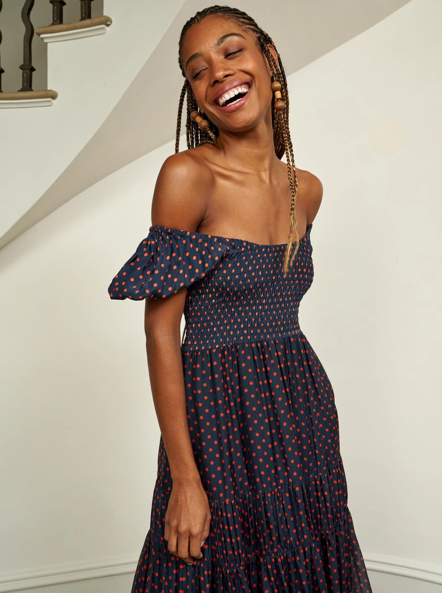 LLC13304_NAVY/ORANGE DOT Valentina Dress Dresses 7 LLC13304_NAVY/ORANGE DOT Valentina Dress Dresses