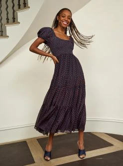 LLC13304_NAVY/ORANGE DOT Valentina Dress Dresses 15 LLC13304_NAVY/ORANGE DOT Valentina Dress Dresses