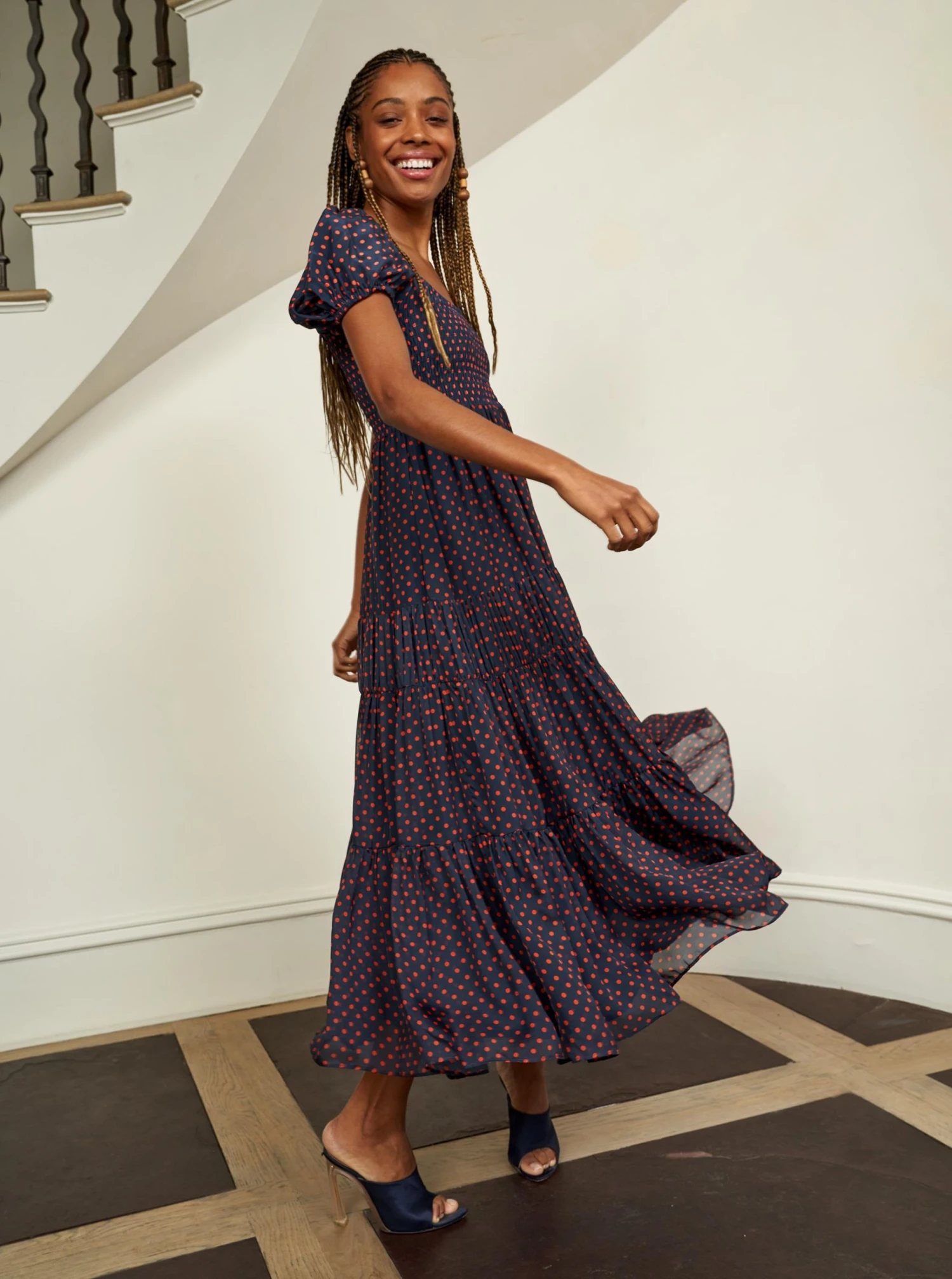 LLC13304_NAVY/ORANGE DOT Valentina Dress Dresses 9 LLC13304_NAVY/ORANGE DOT Valentina Dress Dresses