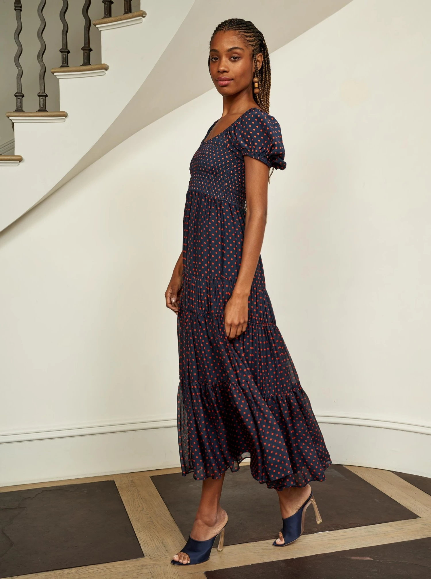 LLC13304_NAVY/ORANGE DOT Valentina Dress Dresses 10 LLC13304_NAVY/ORANGE DOT Valentina Dress Dresses