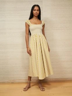 LLC13451_DIJON/IVORY Dresses Vivian Dress