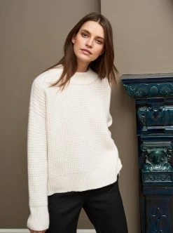 LLC21626_CREAM Monogram Waffle Sweater